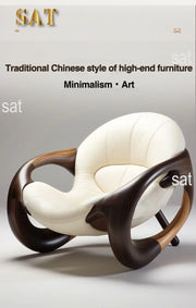 Black Walnut Lounge Chair — Solid Wood Lazy Armchair, 800 x 1000 x 800mm