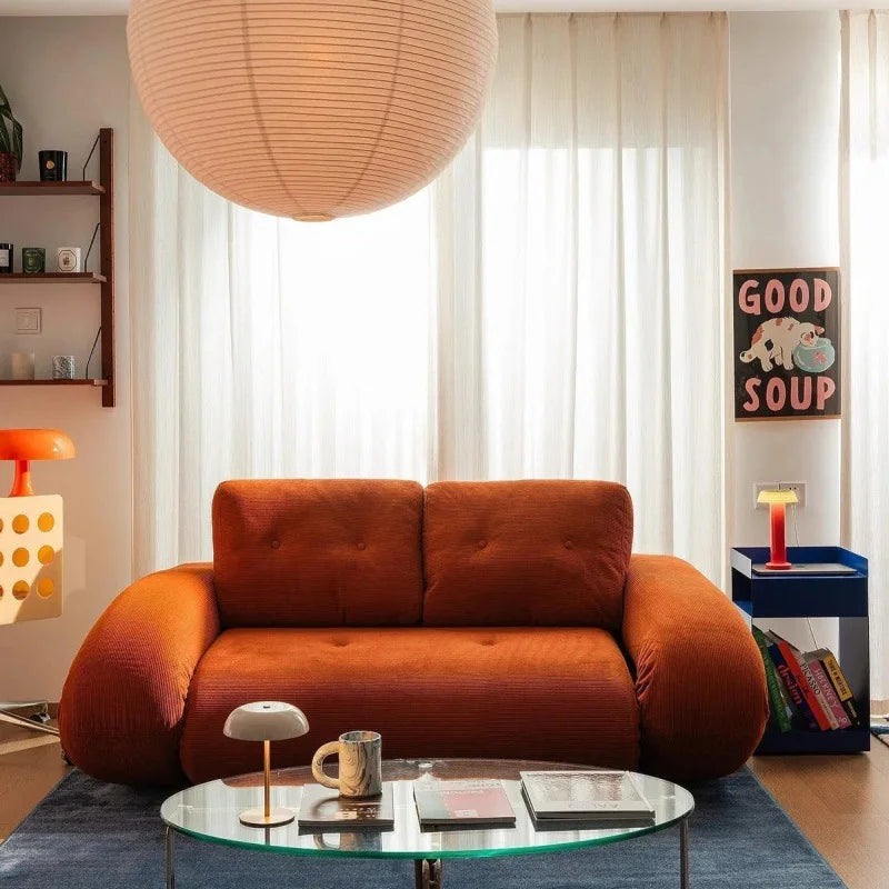 Textured Fabric Convertible Sofa Bed — 2-Seater L-Shape, Rounded Arms