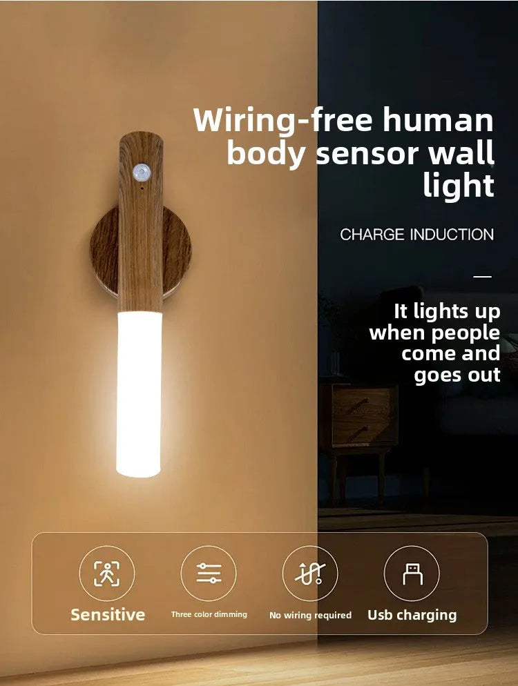 Rechargeable Motion Sensor Night Light – Magnetic LED Wall Lamp