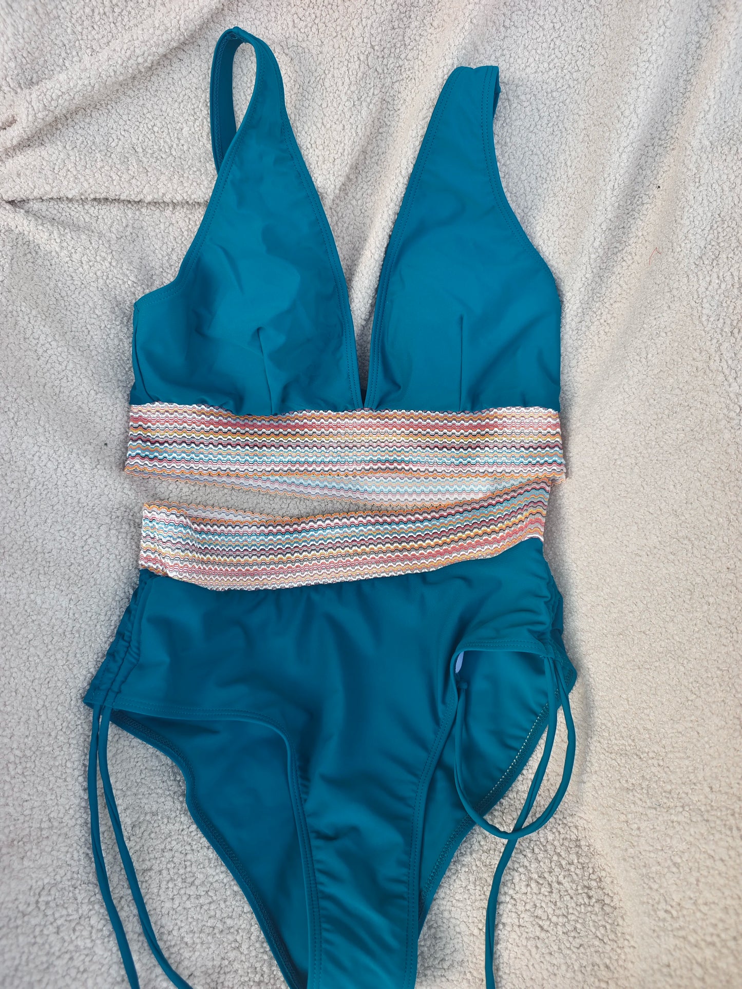 2024 Solid Color Drawstring Bikini Set Fashion High Waist Separate Patchwork Swimwear Drawstring Women Swimsuit Women