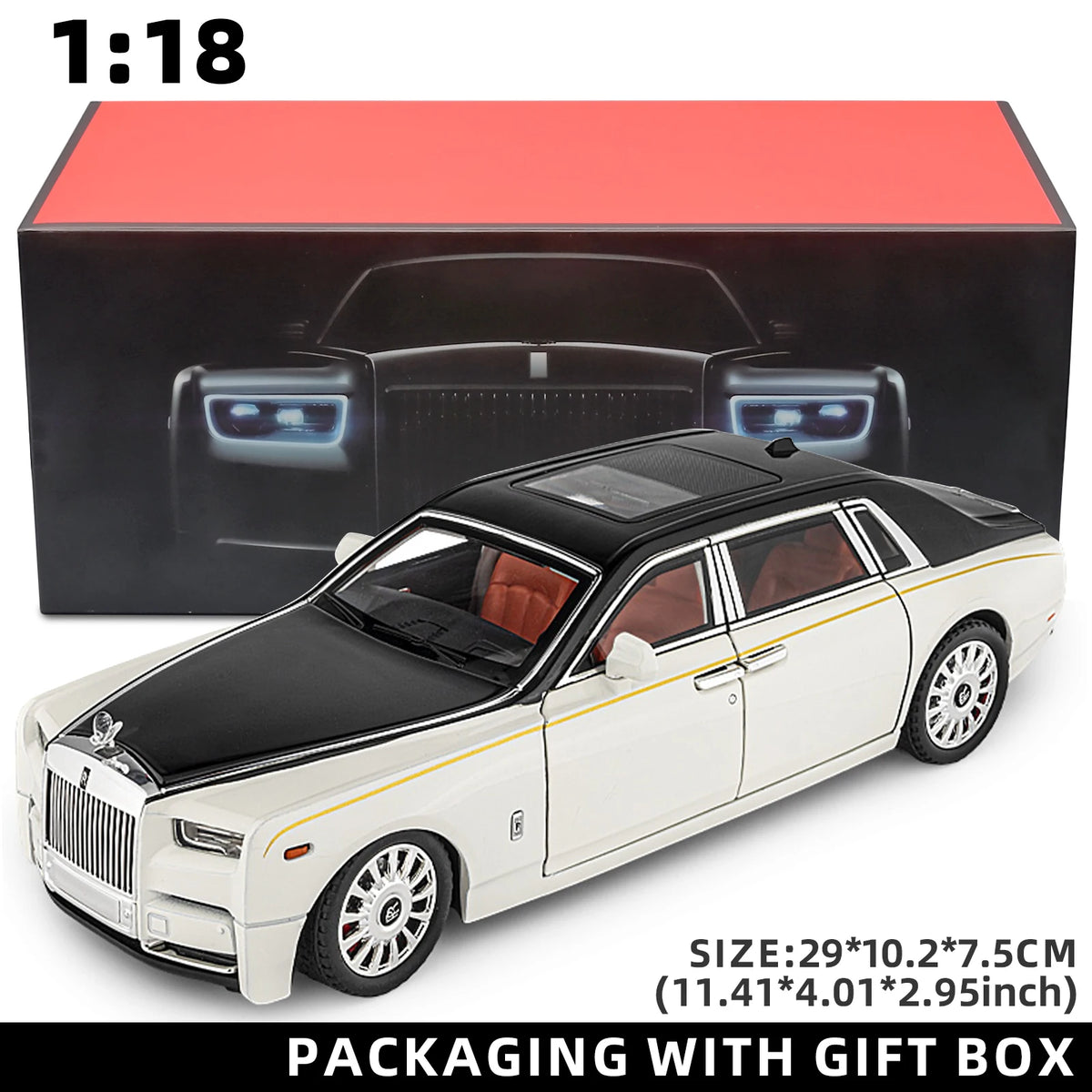 Rolls-Royce Phantom 1:18 Diecast Model – Pull-Back Car, Sound & Light