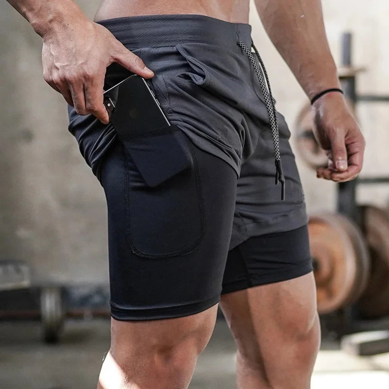 Men's Camo 2-in-1 Running Shorts – Quick-Dry Gym & Training Shorts