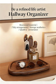 Retro Wooden Key Hanging Rack – Entrance Organiser with Watch & Glasses Display
