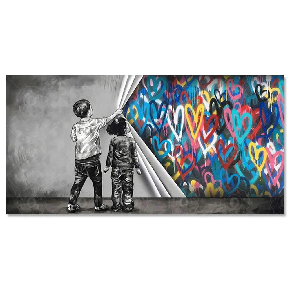 Street Graffiti Canvas Wall Art – Abstract Modern Poster, Living Room