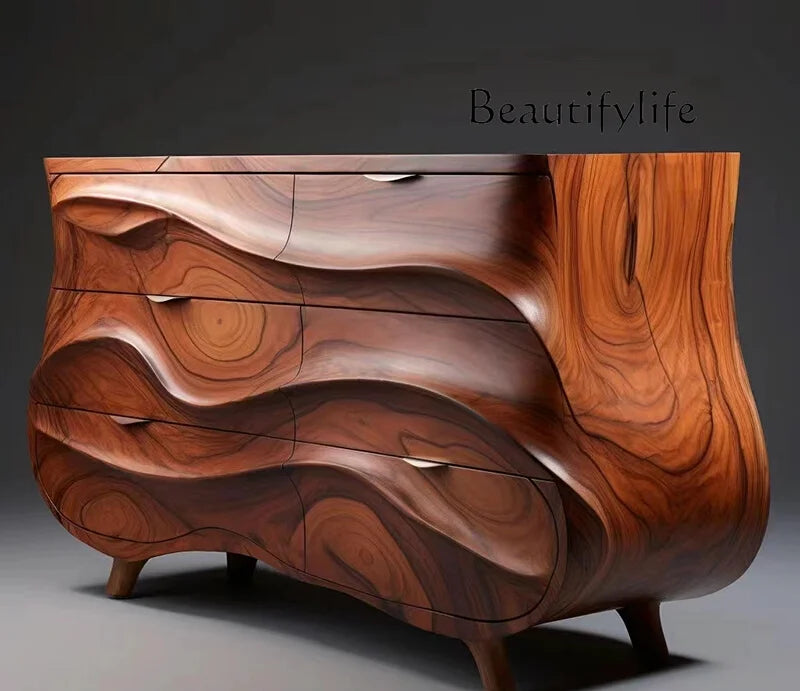Black Walnut Entrance Cabinet — Nordic Retro Designer Hallway Console