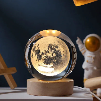 Crystal Ball 3D Customised, Planet Night Light Laser Engraved Solar System Globe Astronomy Festival Gifts Home Desktop Decoration