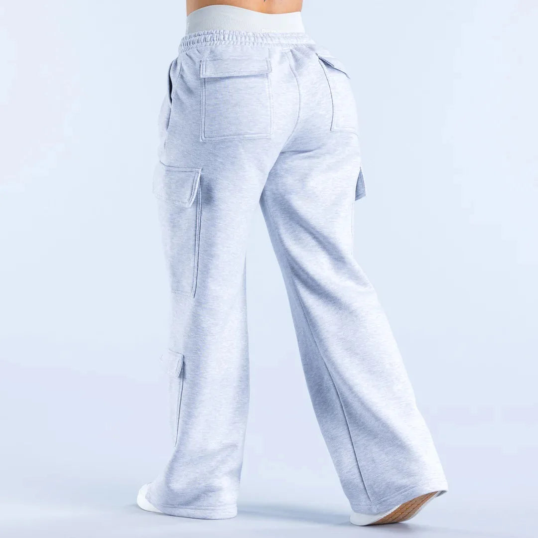 Women's Wide-Leg Cargo Pants – Elastic Waist with Large Pockets