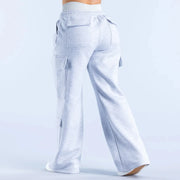 Women's Wide-Leg Cargo Pants – Elastic Waist with Large Pockets