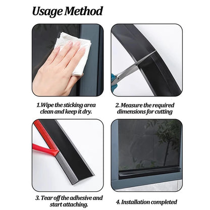 1m Home Window Water Blocking Bar Sliding Window Rain Weatherstrip Balcony Insulation Windproof Sealing Strip   Flashing Board