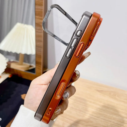 Plating Fold Glass Camera Stand Holder Clear Phone Case For iPhone 17 Pro Max 17 Pro Ultra Thin Transparent Shockproof PC Cover