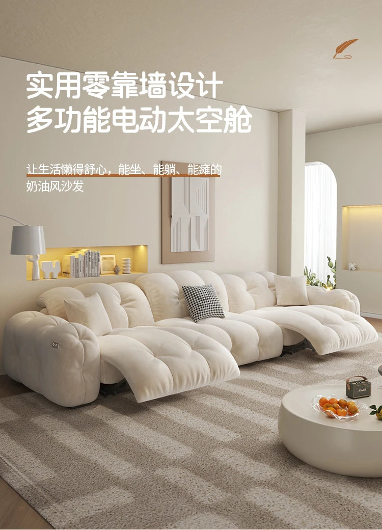Electric Recliner Sofa — Beige Waterproof, Six Sizes from 1.9m to 3.6m