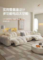 Electric Recliner Sofa — Beige Waterproof, Six Sizes from 1.9m to 3.6m