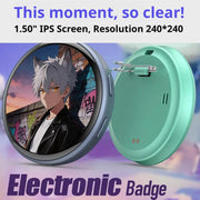 Anime Digital Badge – HD Touchscreen E-Pin with Photo & Video Display