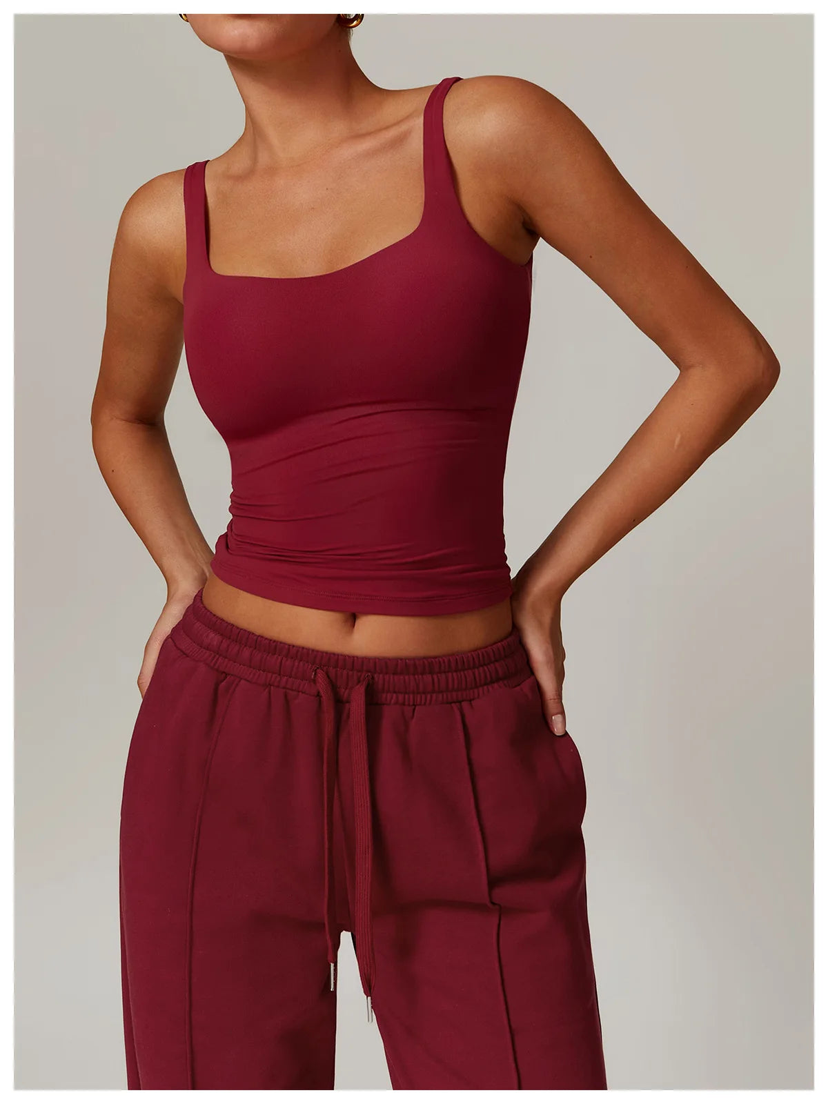 Hearuisavy Women's Sports Bra Square Neck Tight Yoga Tank Top Gym Running Breathable Casual Vest Female Comfort Fit Workout Top