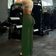 Women's Wide-Leg Gym Leggings – High Waist, Tummy Control, Grey