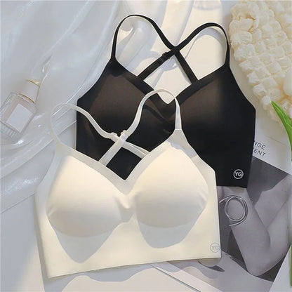 Women Invisible Bra Deep U Plunge Bras Backless Top for Dresses Sexy Lingerie with Transparent Strap Push Up Strapless Underwear