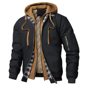Autumn Winter Men's Warm Windbreaker Jacket Outdoor Man Thick Windbreaker Hiking Hooded Coats Men Thermal Sports Zipper Parkas J