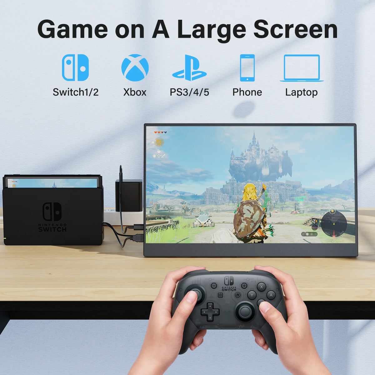 Amoudo 15.6" Portable Monitor – 1080p IPS Display, USB-C & Mini HDMI