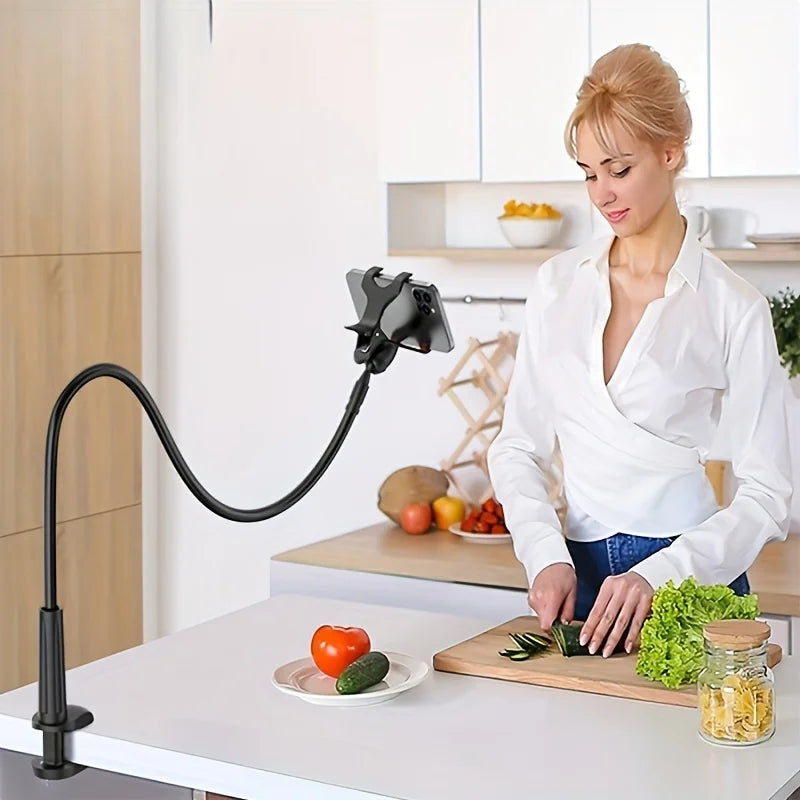 Flexible Bedside Phone Holder – Long Gooseneck Arm, Adjustable Height