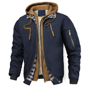 Autumn Winter Men's Warm Windbreaker Jacket Outdoor Man Thick Windbreaker Hiking Hooded Coats Men Thermal Sports Zipper Parkas J