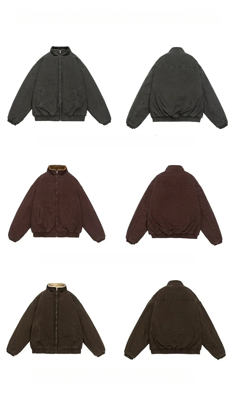 Men's Vintage Polar Wool Winter Jacket – Thick Warm Zip-Up Coat