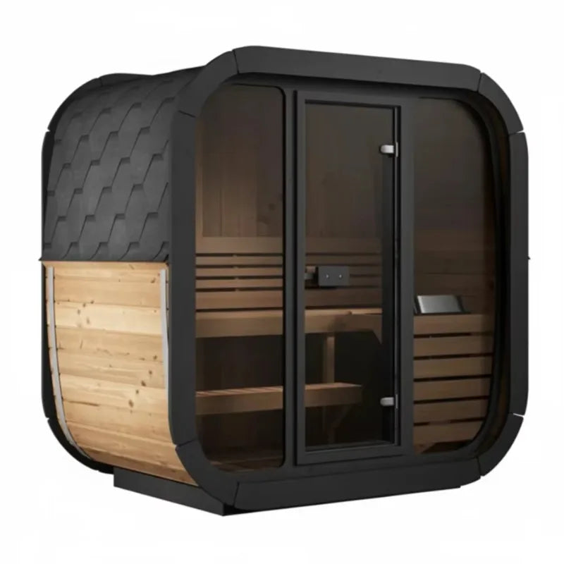 3–4 Person Outdoor Wooden Sauna – Solid Wood Steam Sauna with Wood-Burning Stove