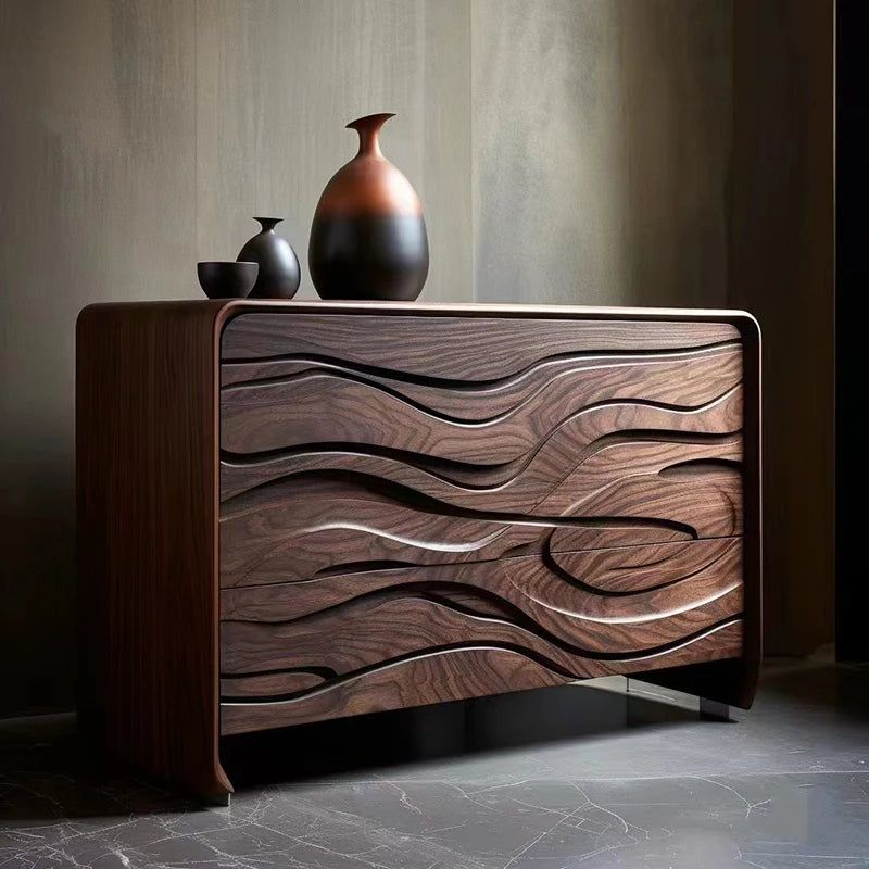 Black Walnut Entrance Cabinet — Nordic Retro Designer Hallway Console