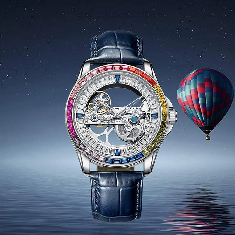 AILANG Men's Transparent Skeleton Automatic Watch – Double-Sided Dial