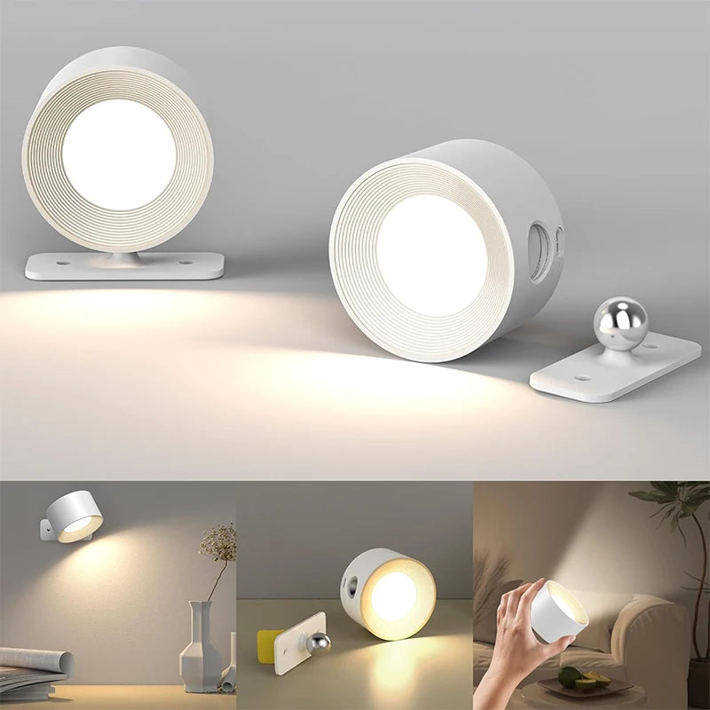 Rechargeable LED Wall Sconces – Dimmable Magnetic Lamps, 360° Rotation