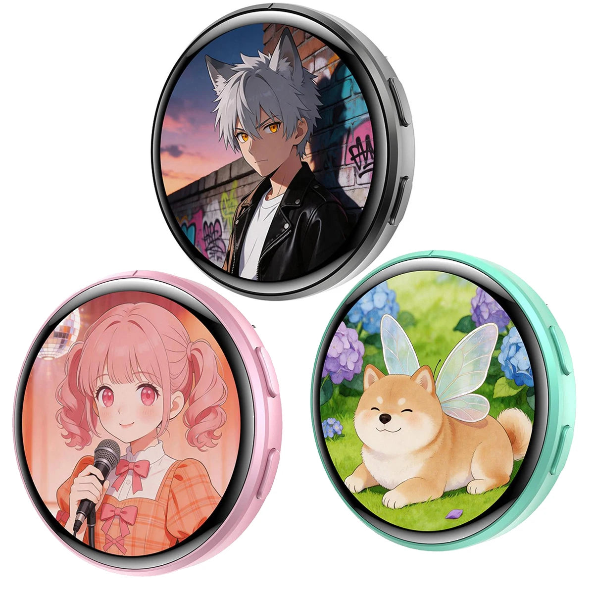 Anime Digital Badge – HD Touchscreen E-Pin with Photo & Video Display