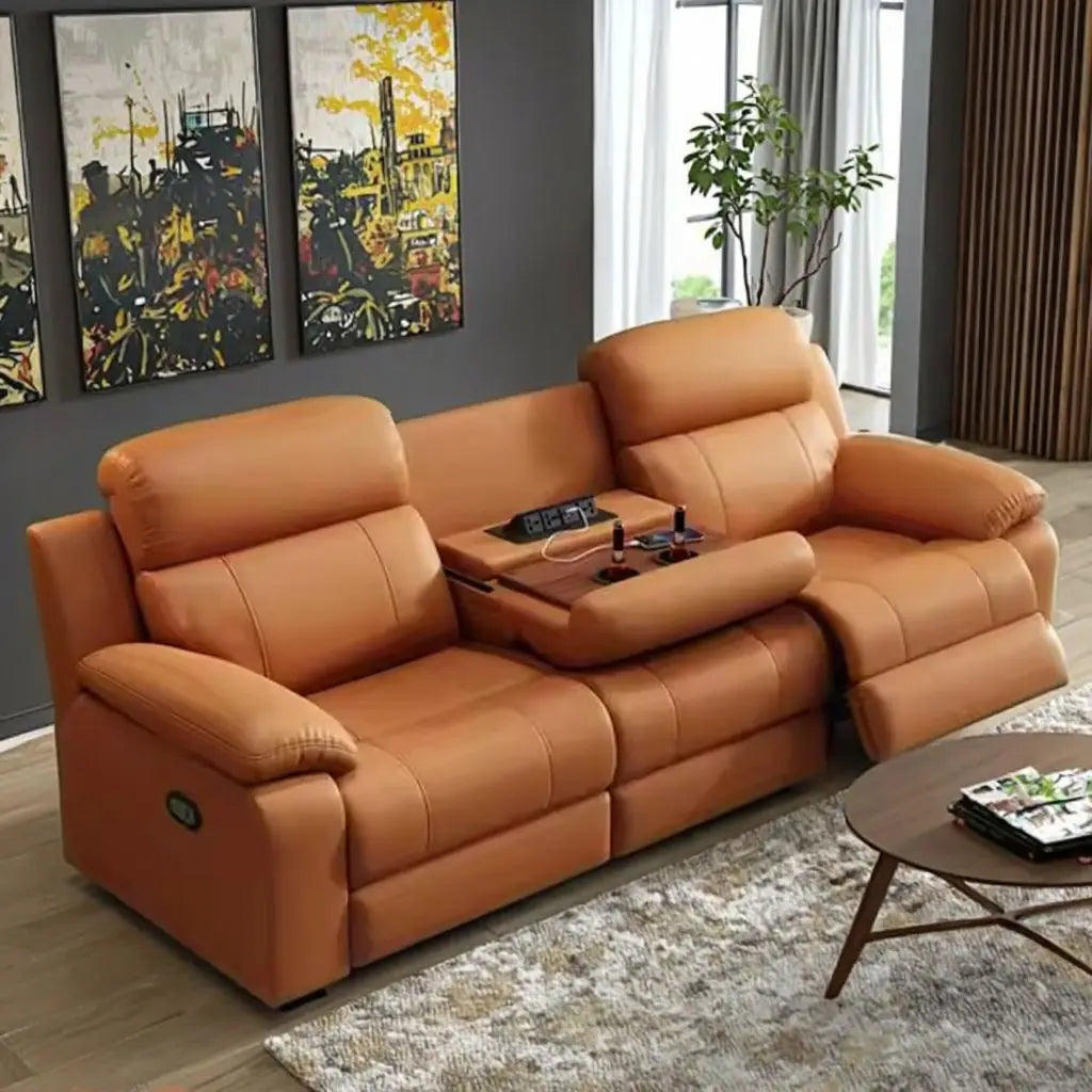 Electric Home Theatre Sofa — 3-Seater Power Recliner, USB, Lay-Flat