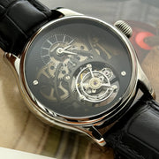 Merkur Men's Tourbillon Skeleton Watch – Sapphire, Transparent, 42mm