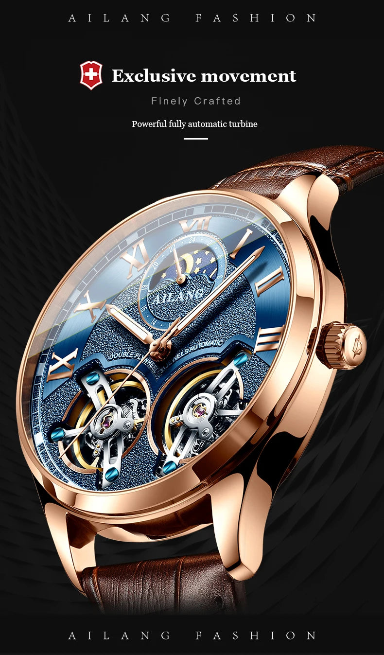 AILANG Men's Automatic Tourbillon Skeleton Watch – Leather Strap