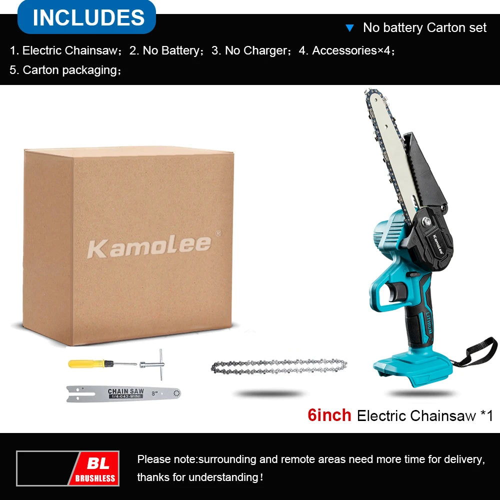 Kamolee 24V Brushless Mini Chainsaw – Cordless Wood Pruning Saw