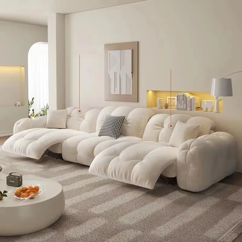 Electric Recliner Sofa — Beige Waterproof, Six Sizes from 1.9m to 3.6m
