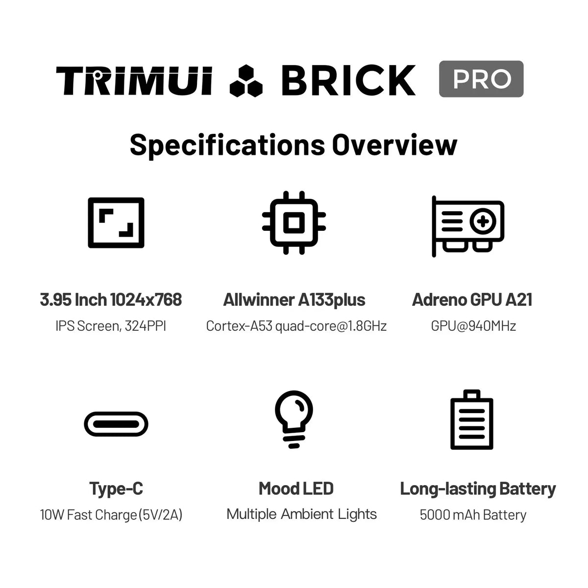 TRIMUI Brick Pro Retro Handheld Console – 3.95" Linux Gaming Device