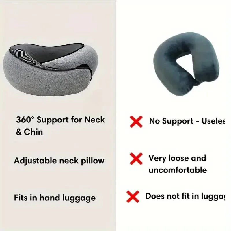 Memory Foam Travel Neck Pillow – U-Shaped, Adjustable & Portable