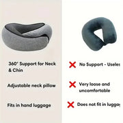 Memory Foam Travel Neck Pillow – U-Shaped, Adjustable & Portable