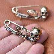 2-Pack Gothic Skull Brooch Pins – Vintage Safety Pin for Jackets & Scarves