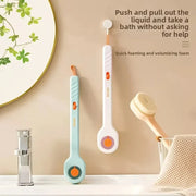 Long-Handle Bath Brush – Soft Liquid-Filled Bristles with Back Scrubber
