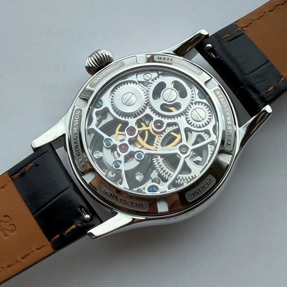 Merkur Men's Tourbillon Skeleton Watch – Sapphire, Transparent, 42mm