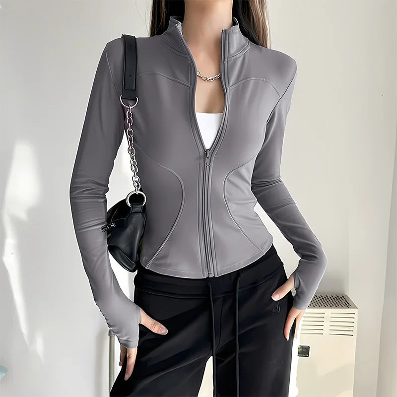 Women's Quick-Dry Pilates Jacket – Lightweight Zip-Up for Gym & Running