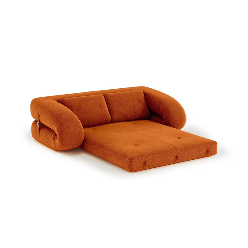 Textured Fabric Convertible Sofa Bed — 2-Seater L-Shape, Rounded Arms
