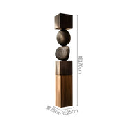 Hand-Carved Wood Floor Sculpture — Abstract Entrance Ornament, 170cm
