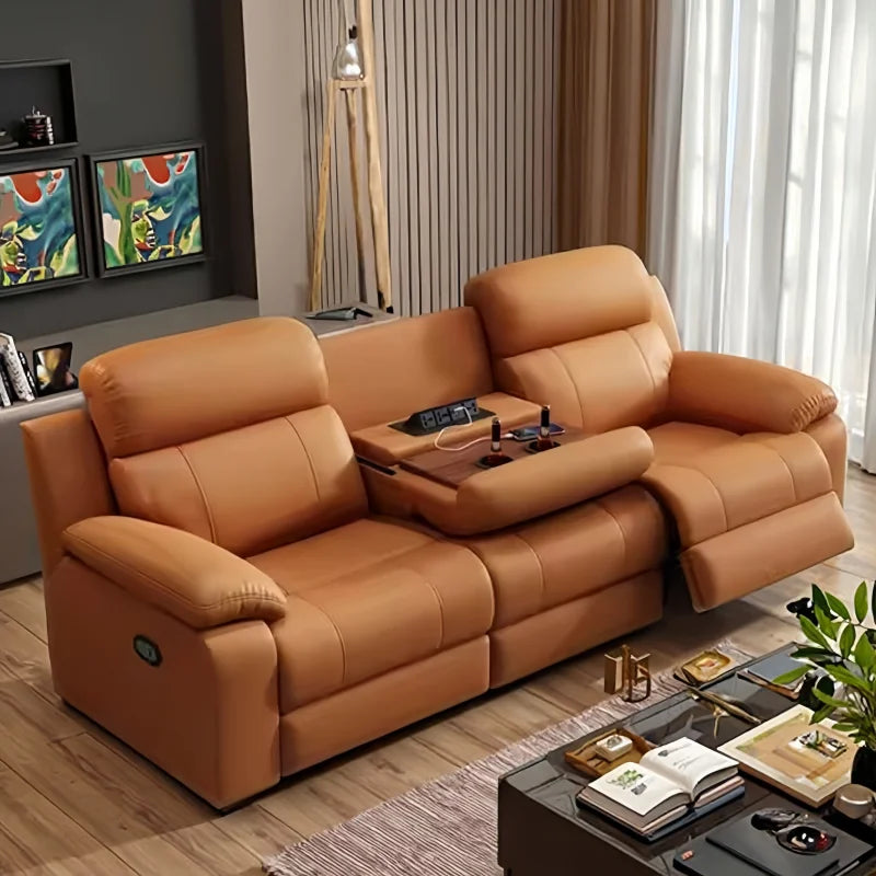 Electric Home Theatre Sofa — 3-Seater Power Recliner, USB, Lay-Flat