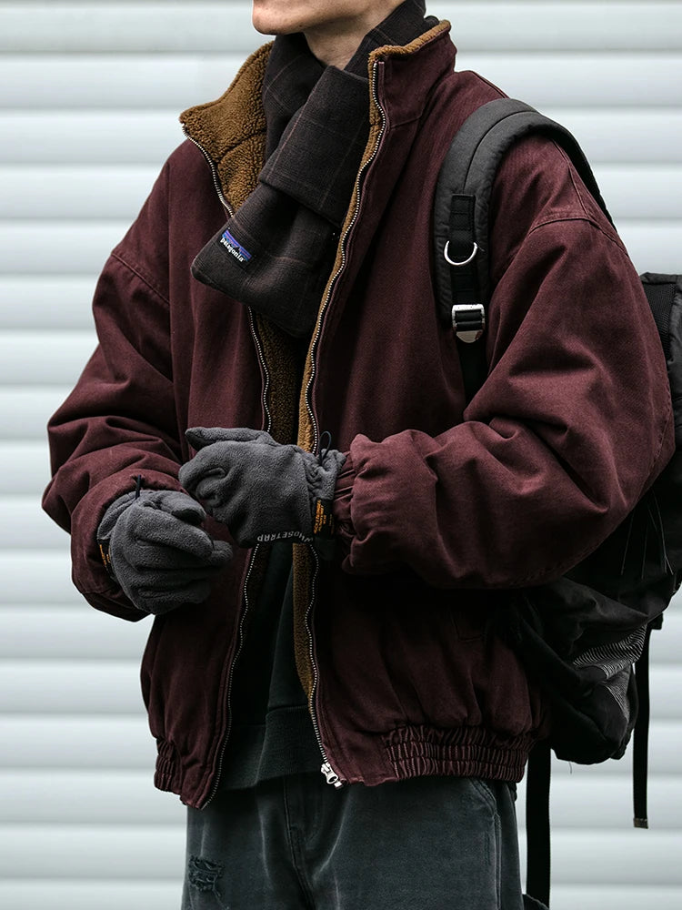 Men's Vintage Polar Wool Winter Jacket – Thick Warm Zip-Up Coat