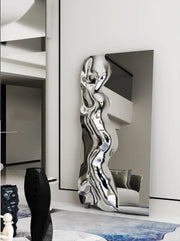 Stainless Steel Mirror Wall Panel — Art Deco Statement Decor, 3 Sizes