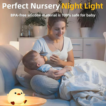 ED Night Light Cute Duck Cartoon Animals Silicone Lamp for Children Kid Touch Sensor Timing USB Rechargeable for Birthday Gifts