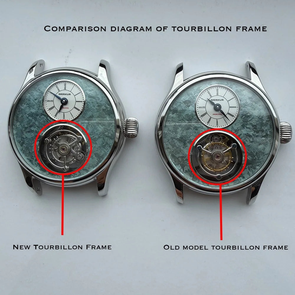 Merkur Men's Tourbillon Watch – Sapphire, Waterproof, Leather Strap