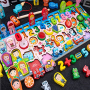 7-in-1 Wooden Learning Board & Magnetic Fishing Game